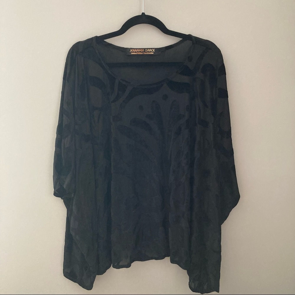 Jennafer grace scarf top velvet and sheer